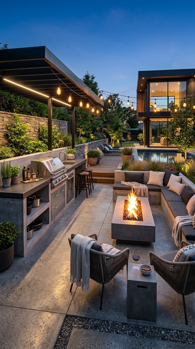 16 Concrete Outdoor Kitchen Ideas for a Modern Backyard Space