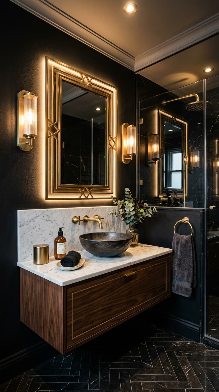 16 Small Dark Bathroom Ideas for a Moody & Stylish Space